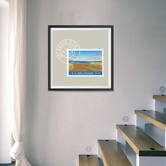Ezposterprints - DELAWARE - Retro USA State Stamp Posters Collection - 16x16 ambiance display photo sample