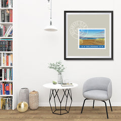 Ezposterprints - DELAWARE - Retro USA State Stamp Posters Collection - 32x32 ambiance display photo sample