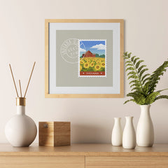Ezposterprints - INDIANA - Retro USA State Stamp Posters Collection - 12x12 ambiance display photo sample