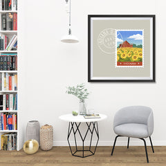 Ezposterprints - INDIANA - Retro USA State Stamp Posters Collection - 32x32 ambiance display photo sample