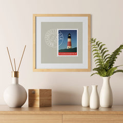 Ezposterprints - MASSACHUSETTS - Retro USA State Stamp Posters Collection - 12x12 ambiance display photo sample