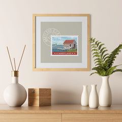 Ezposterprints - MARYLAND - Retro USA State Stamp Posters Collection - 12x12 ambiance display photo sample