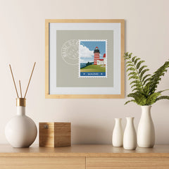 Ezposterprints - MAINE - Retro USA State Stamp Posters Collection - 12x12 ambiance display photo sample