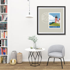 Ezposterprints - MAINE - Retro USA State Stamp Posters Collection - 32x32 ambiance display photo sample