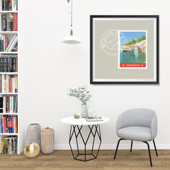Ezposterprints - MICHIGAN - Retro USA State Stamp Posters Collection - 32x32 ambiance display photo sample