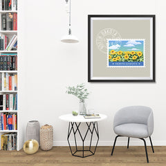 Ezposterprints - NORTH DAKOTA - Retro USA State Stamp Posters Collection - 32x32 ambiance display photo sample