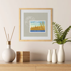 Ezposterprints - OKLAHOMA - Retro USA State Stamp Posters Collection - 12x12 ambiance display photo sample