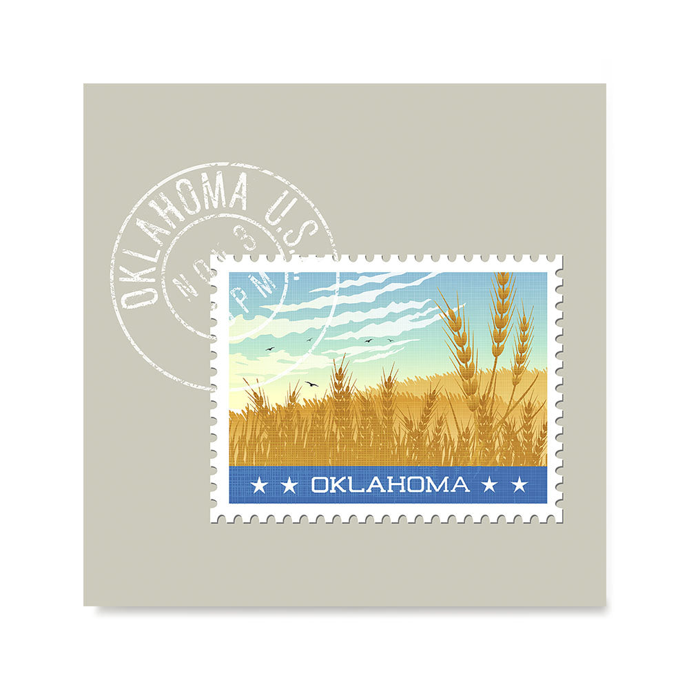 Ezposterprints - OKLAHOMA - Retro USA State Stamp Posters Collection