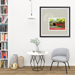 Ezposterprints - VERMONT - Retro USA State Stamp Posters Collection - 32x32 ambiance display photo sample