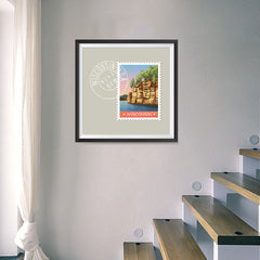 Ezposterprints - WISCONSIN - Retro USA State Stamp Posters Collection - 16x16 ambiance display photo sample
