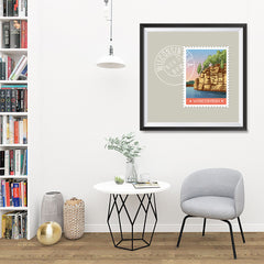 Ezposterprints - WISCONSIN - Retro USA State Stamp Posters Collection - 32x32 ambiance display photo sample