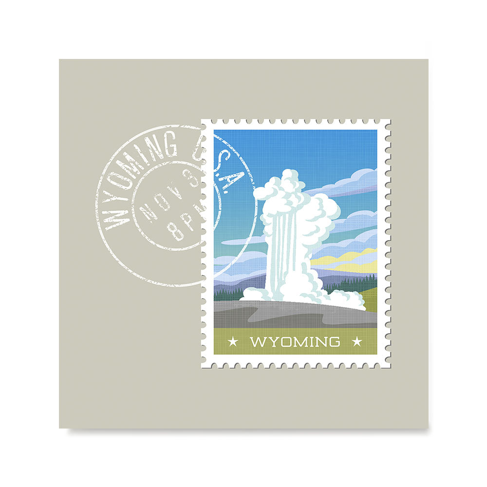 Ezposterprints - WYOMING - Retro USA State Stamp Posters Collection