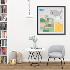 Ezposterprints - Utah (UT) State - General Reference Map - 32x32 ambiance display photo sample