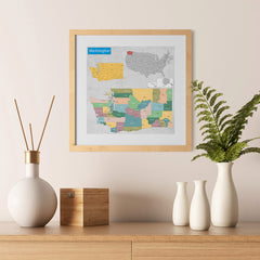 Ezposterprints - Washington (WA) State - General Reference Map - 12x12 ambiance display photo sample