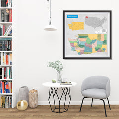 Ezposterprints - Washington (WA) State - General Reference Map - 32x32 ambiance display photo sample