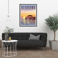 Ezposterprints - ALABAMA Retro Travel Poster - 24x32 ambiance display photo sample