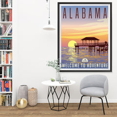 Ezposterprints - ALABAMA Retro Travel Poster - 36x48 ambiance display photo sample