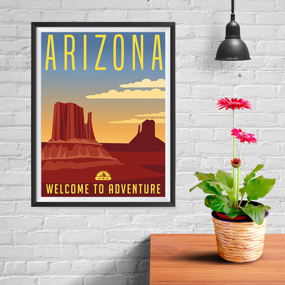 Ezposterprints - ARIZONA Retro Travel Poster - 12x16 ambiance display photo sample