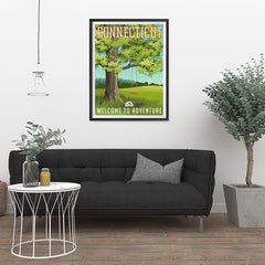 Ezposterprints - CONNECTICUT Retro Travel Poster - 24x32 ambiance display photo sample