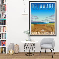 Ezposterprints - DELAWARE Retro Travel Poster - 36x48 ambiance display photo sample
