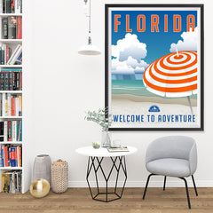 Ezposterprints - FLORIDA Retro Travel Poster - 36x48 ambiance display photo sample