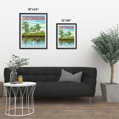 Ezposterprints - GEORGIA Retro Travel Poster ambiance display photo sample