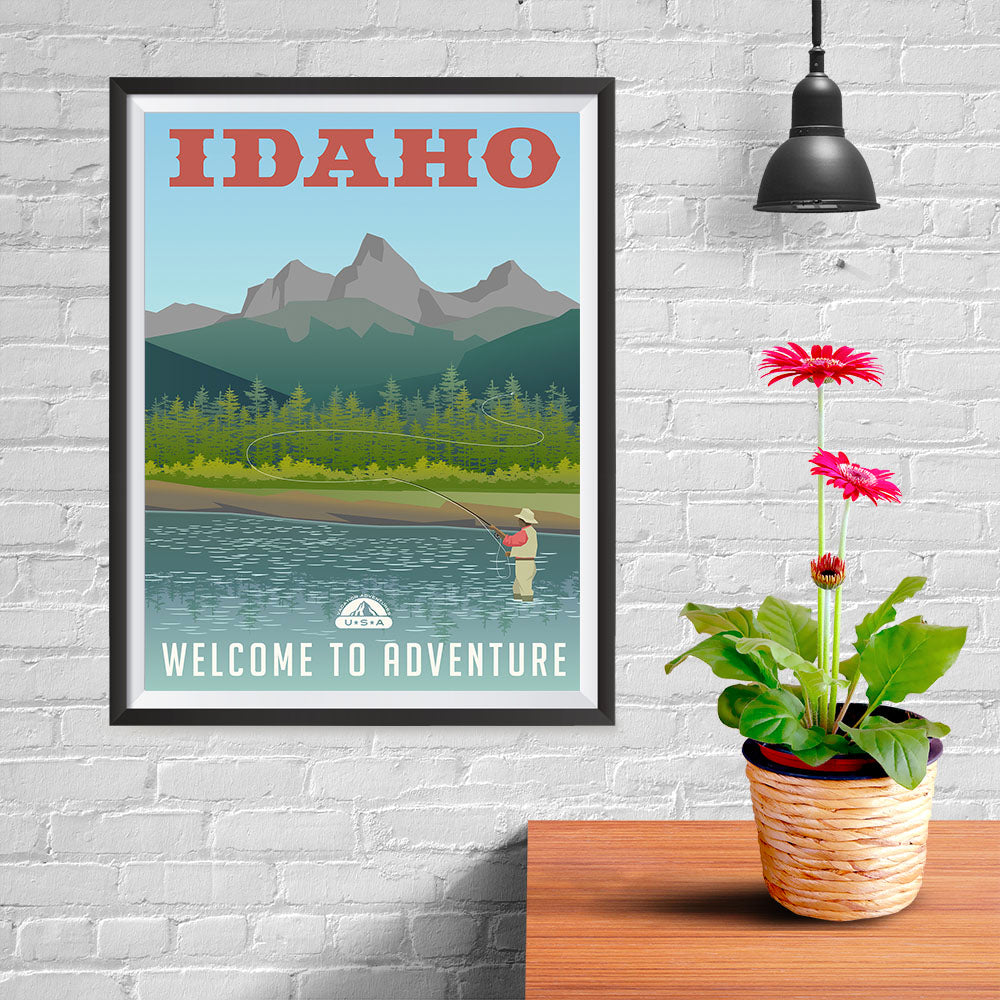 Ezposterprints - IDAHO Retro Travel Poster - 12x16 ambiance display photo sample