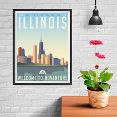 Ezposterprints - ILLINOIS Retro Travel Poster - 12x16 ambiance display photo sample