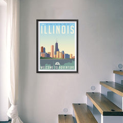 Ezposterprints - ILLINOIS Retro Travel Poster - 18x24 ambiance display photo sample