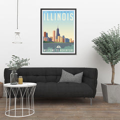 Ezposterprints - ILLINOIS Retro Travel Poster - 24x32 ambiance display photo sample
