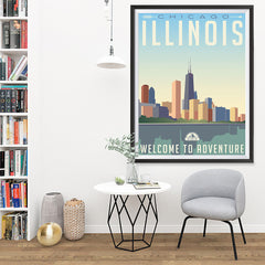 Ezposterprints - ILLINOIS Retro Travel Poster - 36x48 ambiance display photo sample