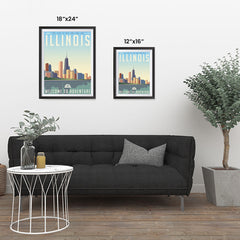 Ezposterprints - ILLINOIS Retro Travel Poster ambiance display photo sample