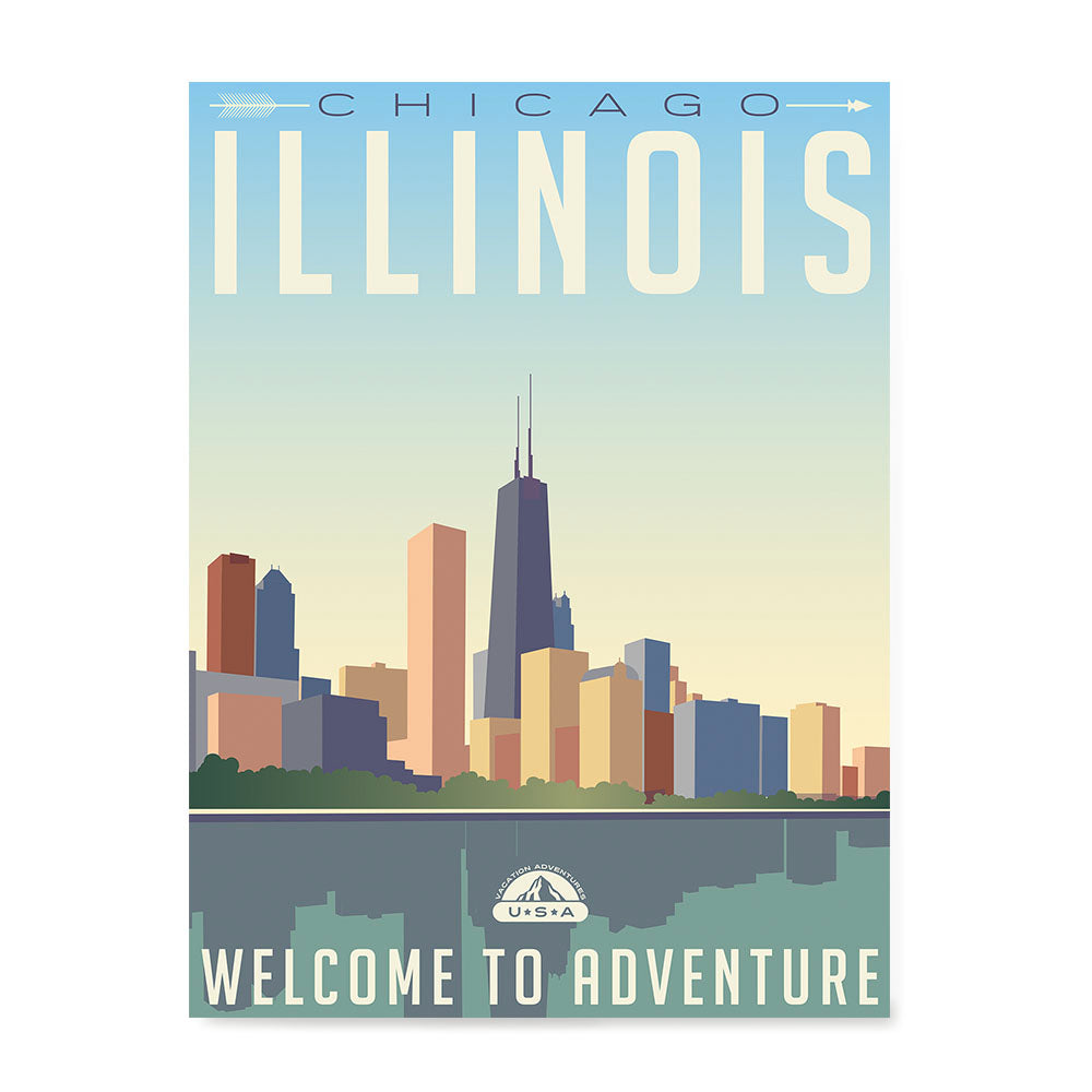 Ezposterprints - ILLINOIS Retro Travel Poster