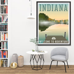 Ezposterprints - INDIANA Retro Travel Poster - 36x48 ambiance display photo sample