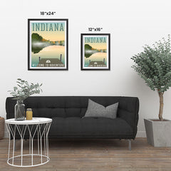Ezposterprints - INDIANA Retro Travel Poster ambiance display photo sample