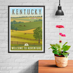 Ezposterprints - KENTUCKY Retro Travel Poster - 12x16 ambiance display photo sample