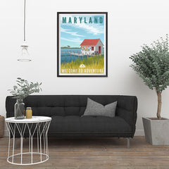 Ezposterprints - MARYLAND Retro Travel Poster - 24x32 ambiance display photo sample