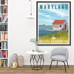 Ezposterprints - MARYLAND Retro Travel Poster - 36x48 ambiance display photo sample
