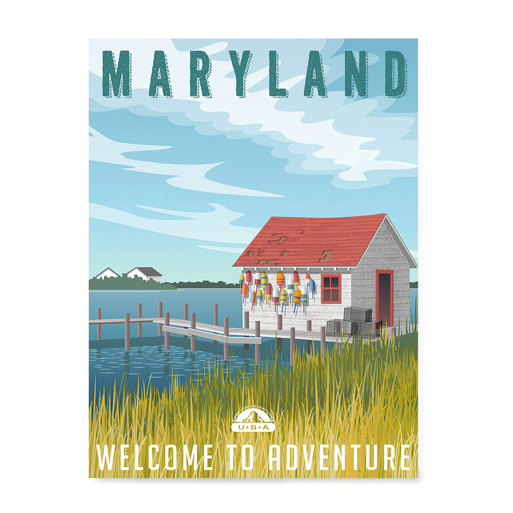 Ezposterprints - MARYLAND Retro Travel Poster