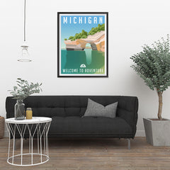 Ezposterprints - MICHIGAN Retro Travel Poster - 24x32 ambiance display photo sample