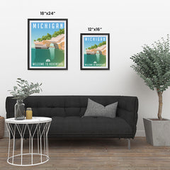 Ezposterprints - MICHIGAN Retro Travel Poster ambiance display photo sample
