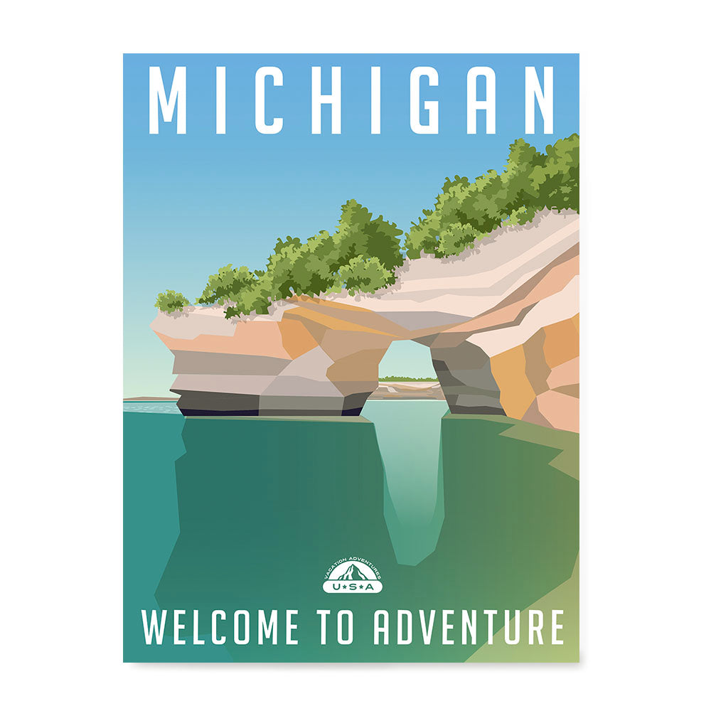 Ezposterprints - MICHIGAN Retro Travel Poster