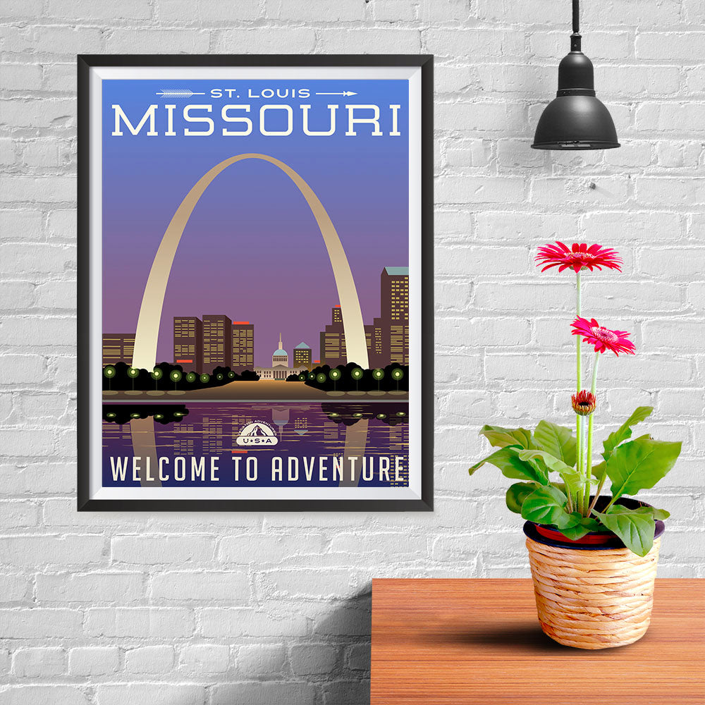 Ezposterprints - MISSOURI Retro Travel Poster - 12x16 ambiance display photo sample