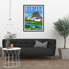 Ezposterprints - MONTANA Retro Travel Poster - 24x32 ambiance display photo sample