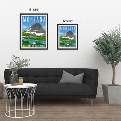 Ezposterprints - MONTANA Retro Travel Poster ambiance display photo sample