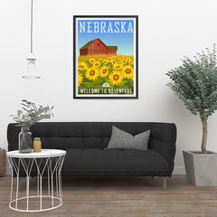 Ezposterprints - NEBRASKA Retro Travel Poster - 24x32 ambiance display photo sample