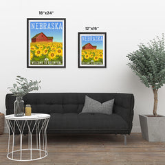 Ezposterprints - NEBRASKA Retro Travel Poster ambiance display photo sample