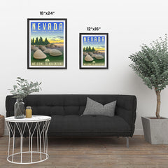 Ezposterprints - NEVADA Retro Travel Poster ambiance display photo sample