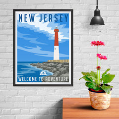 Ezposterprints - NEW JERSEY Retro Travel Poster - 12x16 ambiance display photo sample