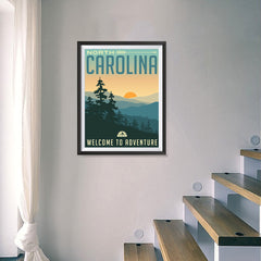 Ezposterprints - NORTH CAROLINA Retro Travel Poster - 18x24 ambiance display photo sample